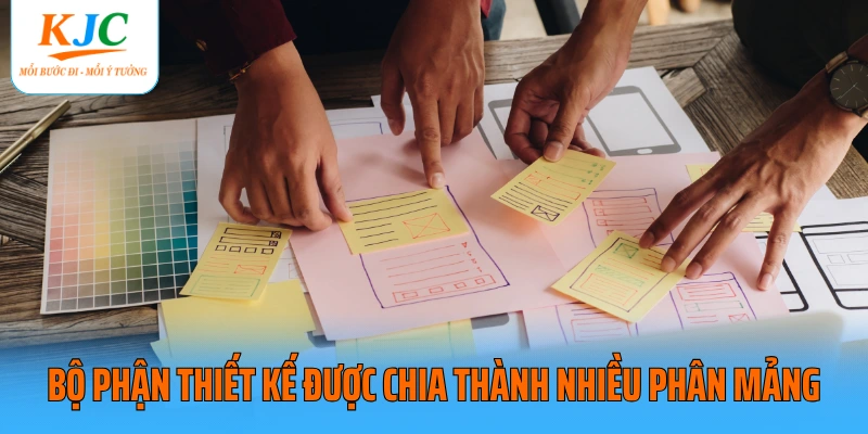 Bộ phận thiết kế được chia thành nhiều phân mảng
